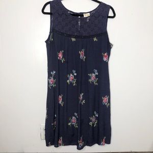 Anthropologie Fig and Flower Navy Floral Dress